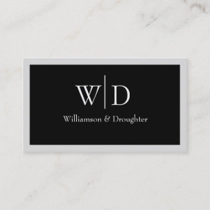 Monogram Simple Black Grått Visitkort