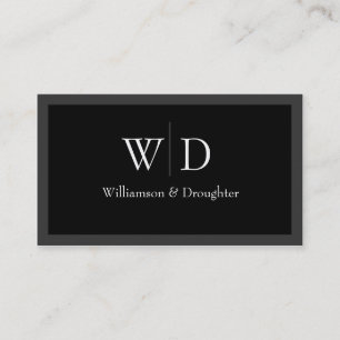 Monogram Simple Black Visitkort