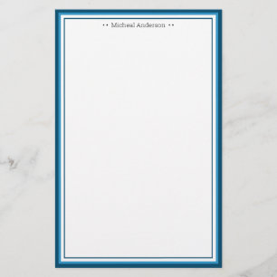Monogram Simple Blue Gräns Classic Personlig S Brevpapper