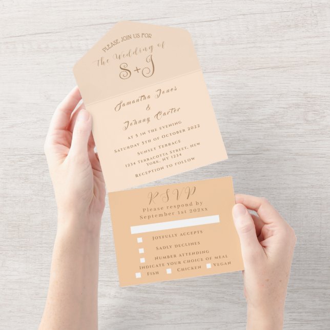 Monogram Simple Champagne Dusty ro Bröllop (Avrivbar del)