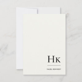 Monogram Simple Elegant Minimal Monogrammed Ivory Anteckningskort