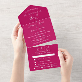 Monogram Simple Fuchsia Shock rosa Bröllop