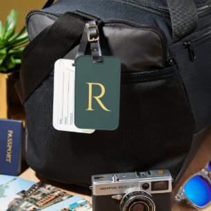 Monogram Simple Grönt Guld Bagagebricka