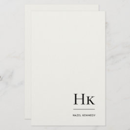 Monogram Simple Ivory Monogrammed Personalized Brevpapper