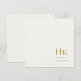 Monogram Simple Monogrammed Ivory Gold Notecard Anteckningskort