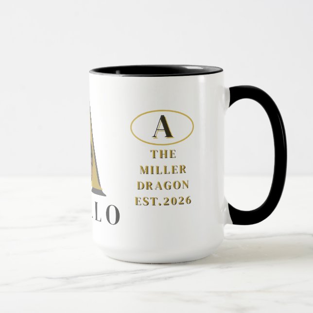 Monogram Skäggig Drak Anpassad Fotokopp Mugg (Höger)