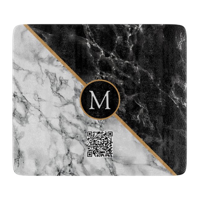 Monogram - skärningsport - svart, vit marbel (Framsidan)
