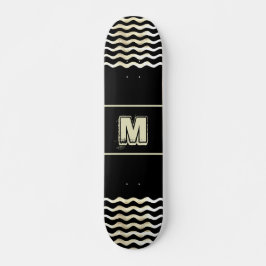 Monogram Skateboard med Vågar på svart