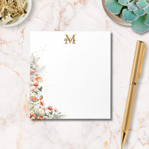 Monogram Skogssvamp Blommor Floral botanisk Anteckningsblock