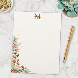 Monogram Skogssvamp Blommor Floral botanisk Brevhuvud
