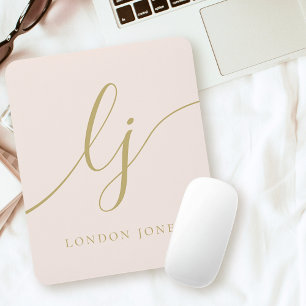 Monogram Skrift Elegant Feminint Rosa Guld Musmatta