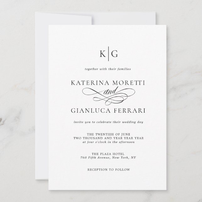 Monogram skript allt i ett foto Bröllop Inbjudningar (Framsida)