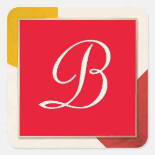 Monogram-skript B Fyrkantigt Klistermärke
