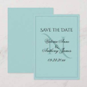 Monogram skript Blue Initial Bröllop spara datum Datumet