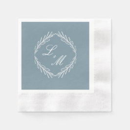 Monogram Skript Gren Dusty Blue Bröllop Pappersservett