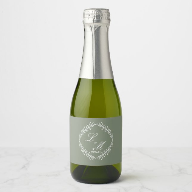 Monogram skript gren Sage grön bröllop   (Framsida)