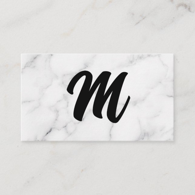 Monogram-skript | Marble Background Visitkort (Framsida)