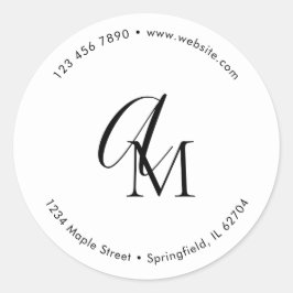 Monogram Skript Marknadsföring Vit Runt Klistermärke