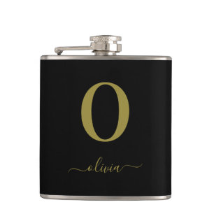 Monogram skript Namn Personlig Black och Guld Fickplunta