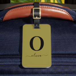 Monogram skript Namn Personlig Guld och svart Bagagebricka