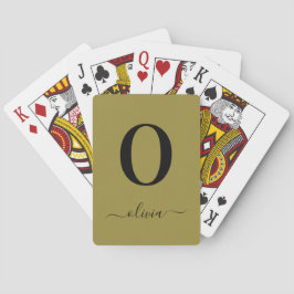 Monogram skript Namn Personlig Guld och svart Casinokort