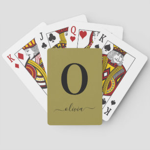 Monogram skript Namn Personlig Guld och svart Casinokort