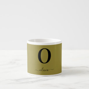Monogram skript Namn Personlig Guld och svart Espressomugg