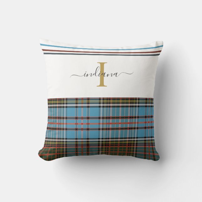 Monogram skript Play Tartan Klan Andersson Kudde (Framsida)