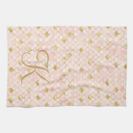 Monogram Skript Rosa Guld Självskriven Fjäll Kökshandduk