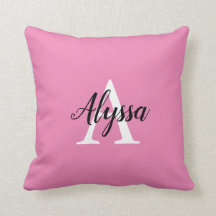 Monogram Skript Stilig Rosa Kuddcover för Kastkudd