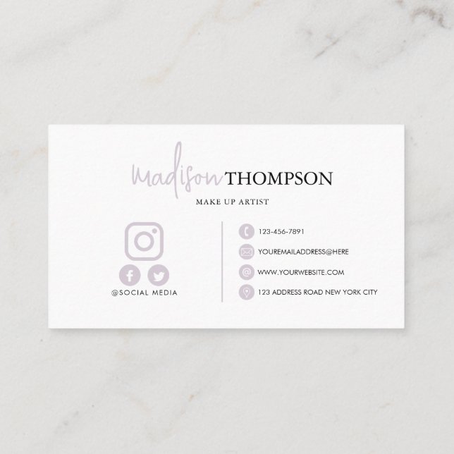 Monogram skripttypografi Blek Lavender QR-kod Visitkort (Baksida)