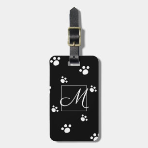 Monogram Skriv ut Hund för svartvitt (svartvitt) Bagagebricka