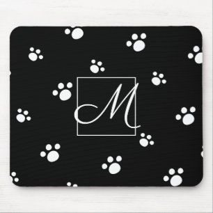 Monogram Skriv ut Hund för svartvitt (svartvitt) Musmatta