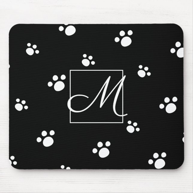 Monogram | Skriv ut Hund för svartvitt (svartvitt) Musmatta (Framsidan)
