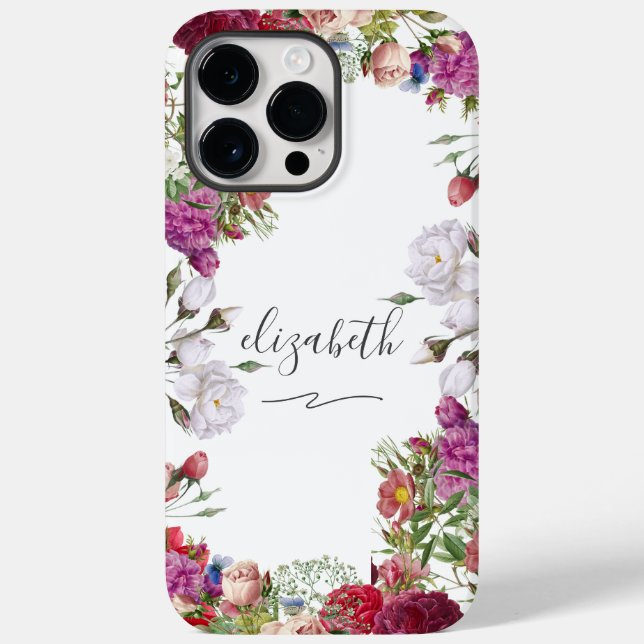 Monogram skrivstil Blommig Akvarell Trädgårdsblomm (Baksida)