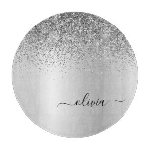 Monogram skrivstil Silver Svart Glitter Girlig Nam