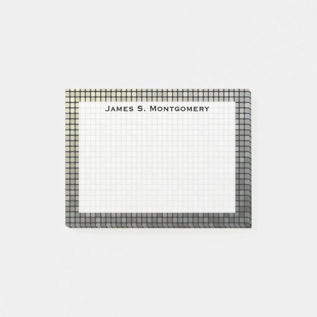 Monogram Small Grunge Faux Metall Squares Post-it Block (Framsida)