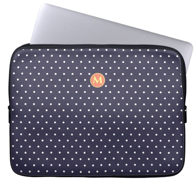 Monogram Small Polka Dot Blue Laptop sleeve (Framsidan)