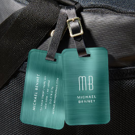 Monogram Smaragdgrön Borstad Metall Bagagebricka