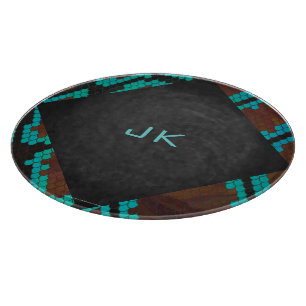 Monogram Snake Brown och Teal Print