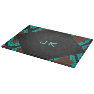 Monogram Snake Brown och Teal Print