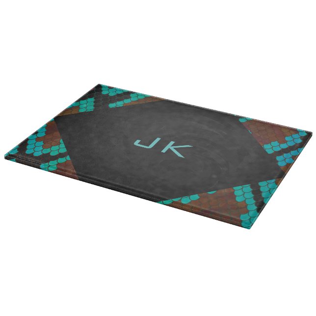 Monogram Snake Brown och Teal Print (Hörn)