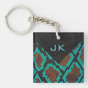 Monogram Snake Brown och Teal Print