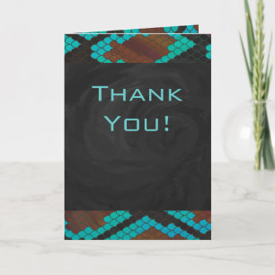 Monogram Snake Brown och Teal Print Kort
