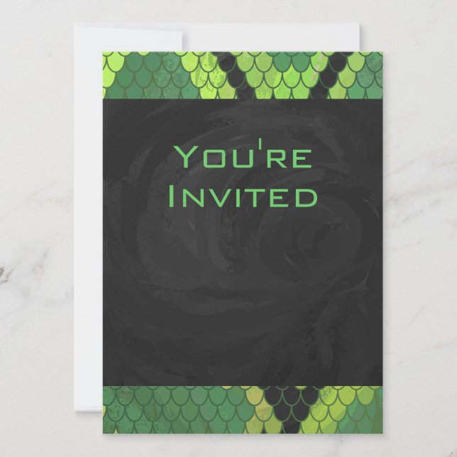Monogram Snake Grönt och Black Inbjudningar (Framsida)