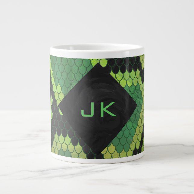 Monogram Snake Grönt och Black Jumbo Mugg (Framsidan)