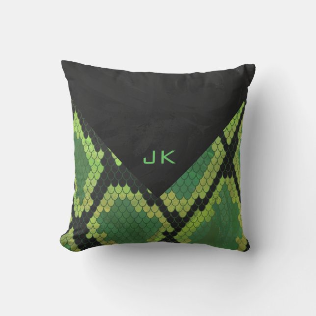 Monogram Snake Grönt och Black Kudde (Framsida)