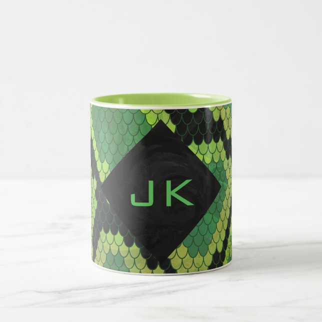Monogram Snake Grönt och Black Två-Tonad Mugg (Center)