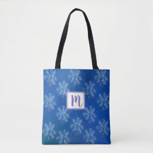 Monogram snöflingor tygkasse