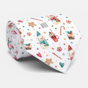 Monogram, Snögubbe, sötsaker Mönster Helgdag Slips